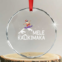 Christmas In July Surfing Santa Crystal Glass Ornament Mele Kalikimaka Summer Beach Hawaii TS10