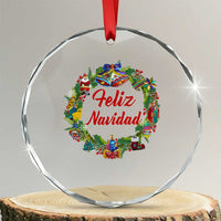 Christmas In Mexico Crystal Glass Ornament Feliz Navidad Xmas Wreath TS11