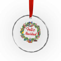 Christmas In Mexico Crystal Glass Ornament Feliz Navidad Xmas Wreath - Wonder Print Shop