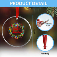 Christmas In Mexico Crystal Glass Ornament Feliz Navidad Xmas Wreath TS11