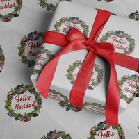 Christmas In Mexico Wrapping Paper Roll Feliz Navidad Xmas Wreath - Wonder Print Shop