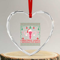 Christmas Lights And Reproductive Rights Ugly Christmas Heart Crystal Glass Ornament Feminist Holiday Gift - Wonder Print Shop