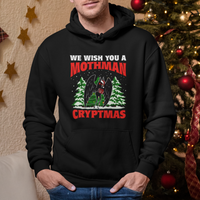 Mothman Christmas Hoodie We Wish You A Mothman Cryptmas Cryptid Cryptidcore - Wonder Print Shop