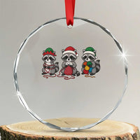 Christmas Raccoon Knitting Crystal Glass Ornament Funny Holiday Yarn Gift TS12