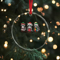 Christmas Raccoon Knitting Crystal Glass Ornament Funny Holiday Yarn Gift TS12