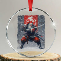 Christmas Samurai Santa Crystal Glass Ornament Japanese Xmas Warrior Sword Katana - Wonder Print Shop