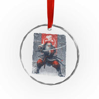 Christmas Samurai Santa Crystal Glass Ornament Japanese Xmas Warrior Sword Katana - Wonder Print Shop