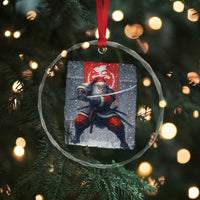 Christmas Samurai Santa Crystal Glass Ornament Japanese Xmas Warrior Sword Katana - Wonder Print Shop