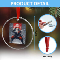 Christmas Samurai Santa Crystal Glass Ornament Japanese Xmas Warrior Sword Katana TS11