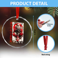 Christmas Samurai Santa Crystal Glass Ornament Japanese Xmas Warrior Ukiyo-e Art TS11