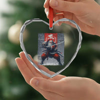 Christmas Samurai Santa Heart Crystal Glass Ornament Japanese Xmas Warrior Sword Katana - Wonder Print Shop