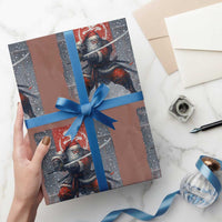 Christmas Samurai Santa Wrapping Paper Roll Japanese Xmas Warrior Sword Katana - Wonder Print Shop