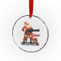 Christmas Santa Machine Gun Crystal Glass Ornament Behave Xmas Gun Lover - Wonder Print Shop