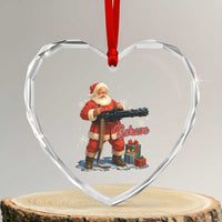 Christmas Santa Machine Gun Heart Crystal Glass Ornament Behave Xmas Gun Lover - Wonder Print Shop