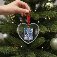 Christmas Snowman Starry Night Heart Crystal Glass Ornament - Wonder Print Shop