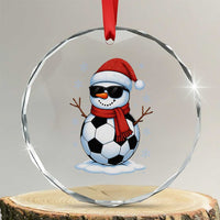 Christmas Soccer Snowman Crystal Glass Ornament Snowflakes Holiday Sports Xmas Pajamas Red Santa Hat - Wonder Print Shop