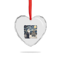 Christmas Starry Night Opossum Heart Crystal Glass Ornament - Wonder Print Shop