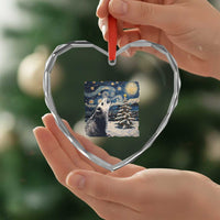 Christmas Starry Night Opossum Heart Crystal Glass Ornament - Wonder Print Shop