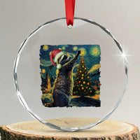 Christmas Starry Night Raccoon Crystal Glass Ornament TS09