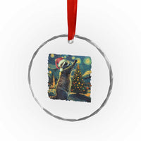 Christmas Starry Night Raccoon Crystal Glass Ornament TS09