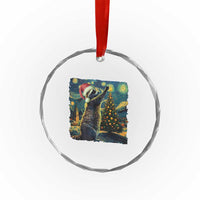 Christmas Starry Night Raccoon Crystal Glass Ornament TS09