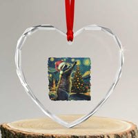 Christmas Starry Night Raccoon Heart Crystal Glass Ornament - Wonder Print Shop