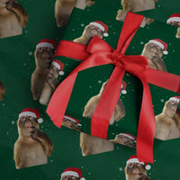 Christmas Thinking Monkey Meme Humor Brainrot Wrapping Paper Roll - Wonder Print Shop