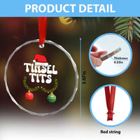 Christmas Tinsel Tits Crystal Glass Ornament Funny Xmas Couple Matching - Wonder Print Shop