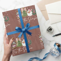Christmas Tis The Season Wrapping Paper Roll Cute Winter Old Xmas Vintage Pink Santa Claus - Wonder Print Shop