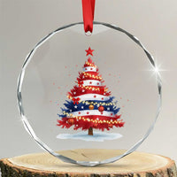 Christmas Tree American Flag Patriotic Crystal Glass Ornament TS14