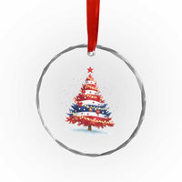 Christmas Tree American Flag Patriotic Crystal Glass Ornament TS14