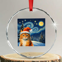 Christmas Van Gogh Cat Crystal Glass Ornament TS12