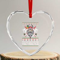 Christmas Viking Heart Crystal Glass Ornament Fa La La La La Val Hal La Santa Viking Warriors - Wonder Print Shop