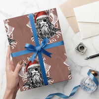 Christmas Viking Wrapping Paper Roll All Father Gledileg Jol Vintage Santa Odin - Wonder Print Shop