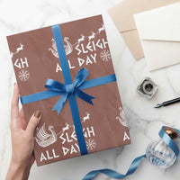 Christmas Viking Wrapping Paper Roll Sleigh All Day Reindeers Longships - Wonder Print Shop