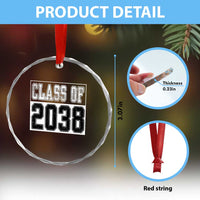 Class of 2038 Crystal Glass Ornament Grow With Me To Graduation TS10