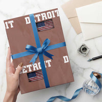 Classic Detroit Wrapping Paper Roll Retro Varsity Vintage Sports Team Name USA Flag - Wonder Print Shop