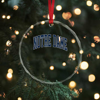 Classic Notre Dame Indiana Crystal Glass Ornament Vintage Retro Throwback Design TS02