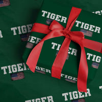 Classic Tigers Wrapping Paper Roll Retro Varsity Vintage Sports Team Name USA Flag - Wonder Print Shop