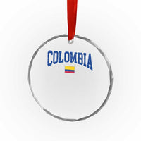 Colombia Football Throwback Design Vintage Colombian Flag Jersey Style Crystal Glass Ornament