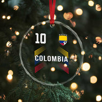 Colombia Soccer Sports Graphic Number 10 Jersey Style Crystal Glass Ornament Proud Colombian Football Fans Game Day Pride