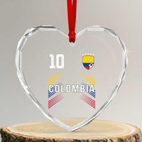 Colombia Soccer Sports Graphic Number 10 Jersey Style Heart Crystal Glass Ornament Proud Colombian Football Fans Game Day Pride