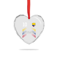 Colombia Soccer Sports Graphic Number 10 Jersey Style Heart Crystal Glass Ornament Proud Colombian Football Fans Game Day Pride