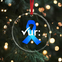 Colon Cancer Awareness Crystal Glass Ornament Blue Ribbon Colonoscopy Colorectal