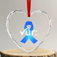 Colon Cancer Awareness Heart Crystal Glass Ornament Blue Ribbon Colonoscopy Colorectal