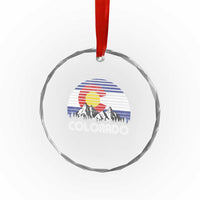 Colorado Flag Mountain 70s Retro Patriotic Colorado State Day Crystal Glass Ornament - Wonder Print Shop