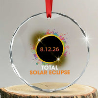 Colorful Paint Splatter 2026 Total Solar Eclipse Totality Astronomy Crystal Glass Ornament