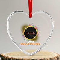 Colorful Paint Splatter 2026 Total Solar Eclipse Totality Astronomy Heart Crystal Glass Ornament