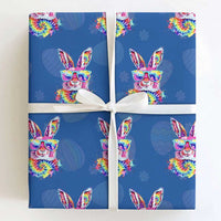 Colorful Tie Dye Bunny with Sunglasses Wrapping Paper Roll Cool Easter Rabbit Retro Hippie Vibe Graphic Gift