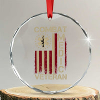 Combat Medic Veteran Crystal Glass Ornament Medical Military Vintage American Flag TS11